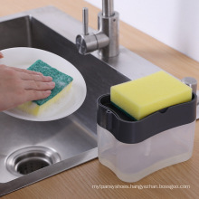 Creative Bathroom Kitchen Soap Dispenser Box Wash Sponge Holder Pump Sponge 2 in 1 Manual Press Liquid Soap Dispenser